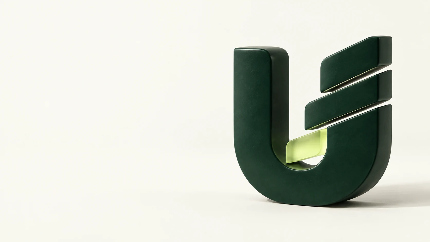 Forest-green ledger U with lime work unit